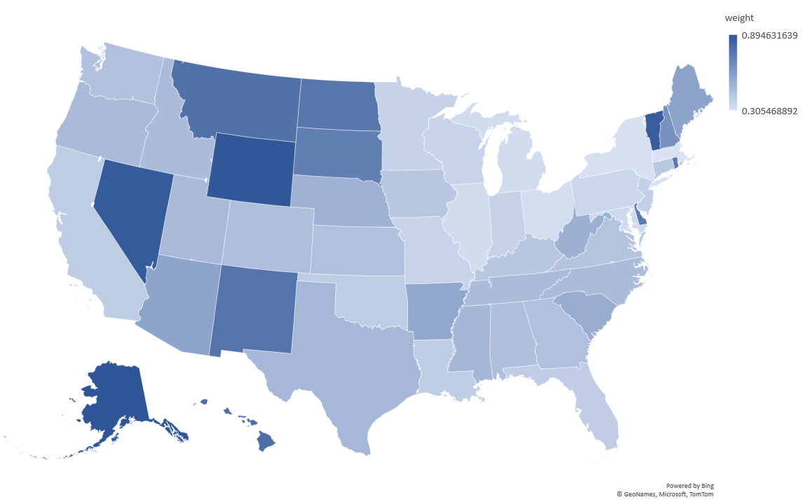 Map of Voting Power by State